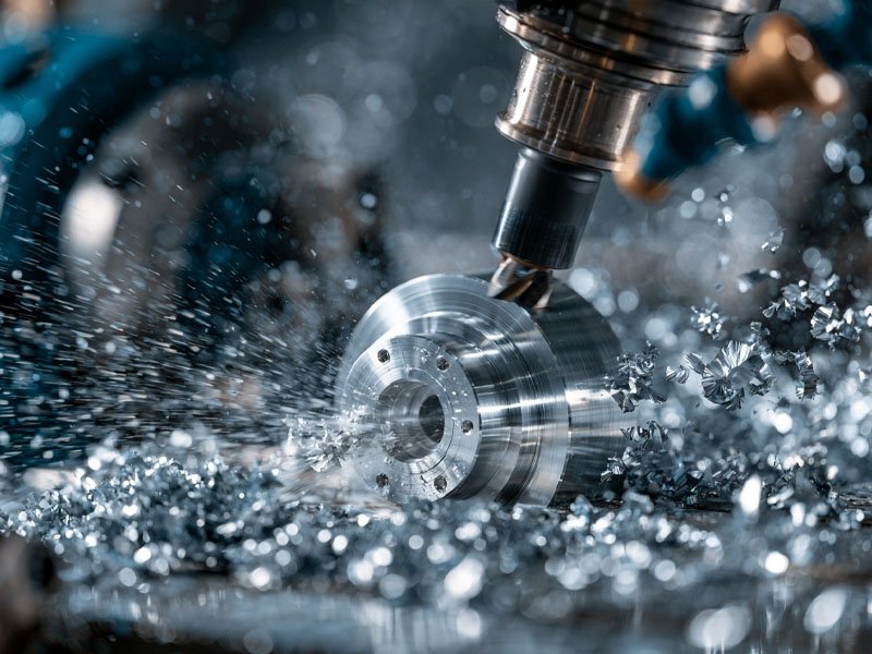 CNC turning of aluminium parts with fine silver chips