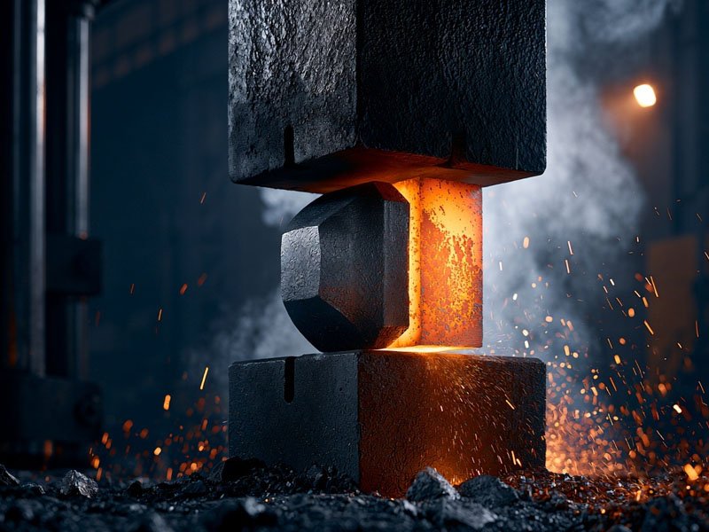 Hot forging of aluminium components on an industrial forging press