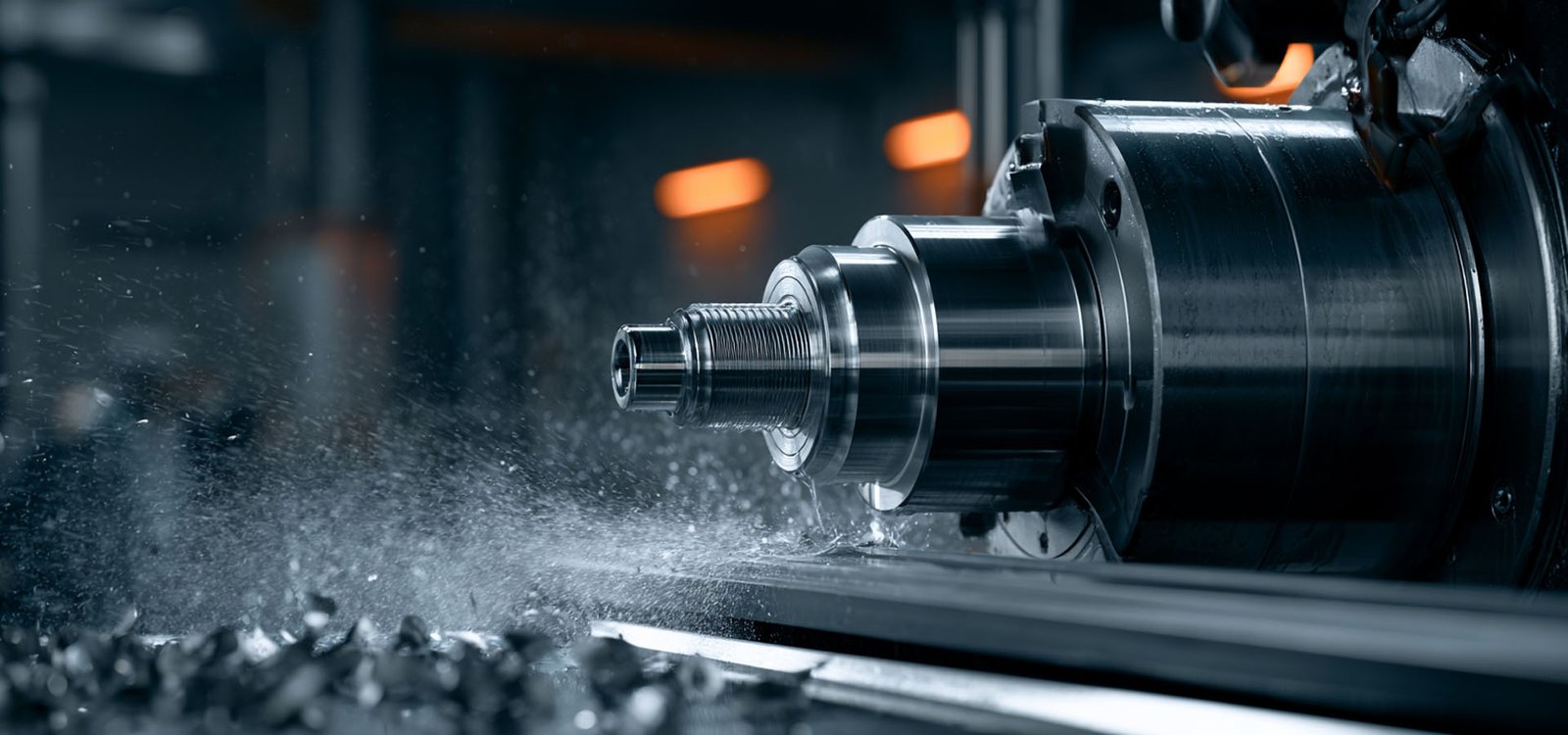 Precision aluminium components being machined on a CNC lathe at Swati Aluminum